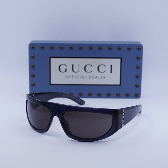 Gucci GG1574S 003 Rectangle Sunglasses - Blue\Grey - Picture 1 of 10